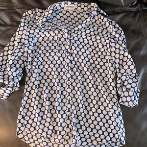 Express blue and white button up light weight blouse